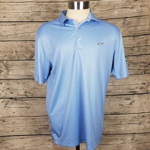 Greg Norman Polo Shirt Large Blue Shark Golfing Lightweight Mens.Pit to pit ap